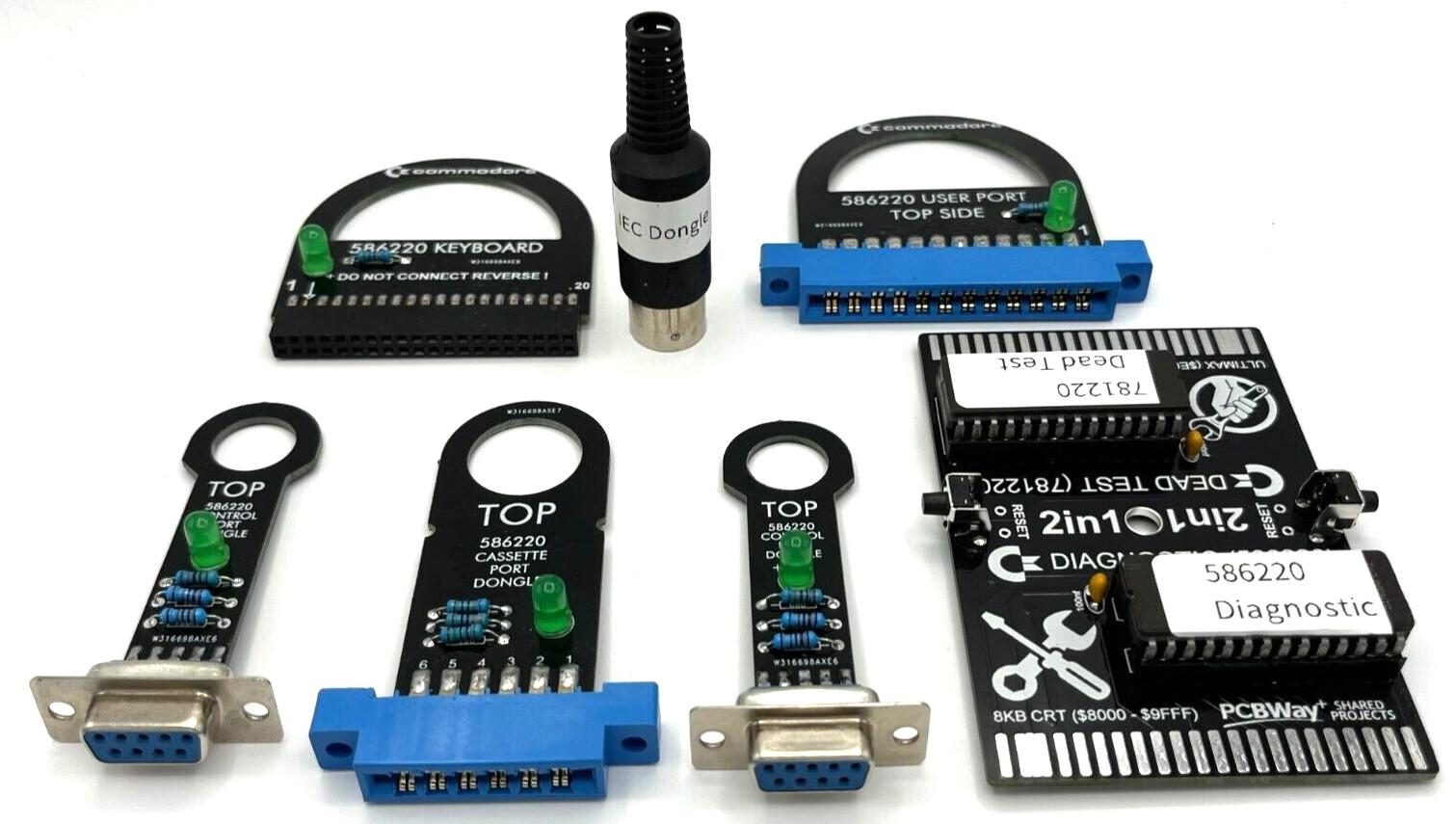 Commodore 64 Dead Test & Diagnostic Cartridge & Test Harness Set - USA seller