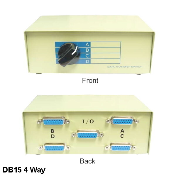 Kentek DB15 4 Way Data Transfer Switch Box I/O ABCD Female Port PC MAC Display