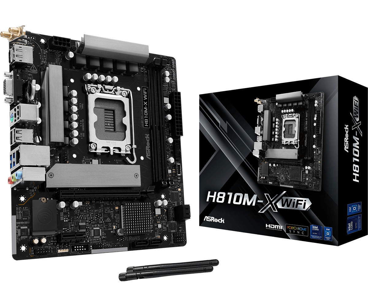 ASRock H810M-X WiFi LGA1851 Motherboard Intel H810 DDR5 mATX 90-MXBS60-A0UAYZ
