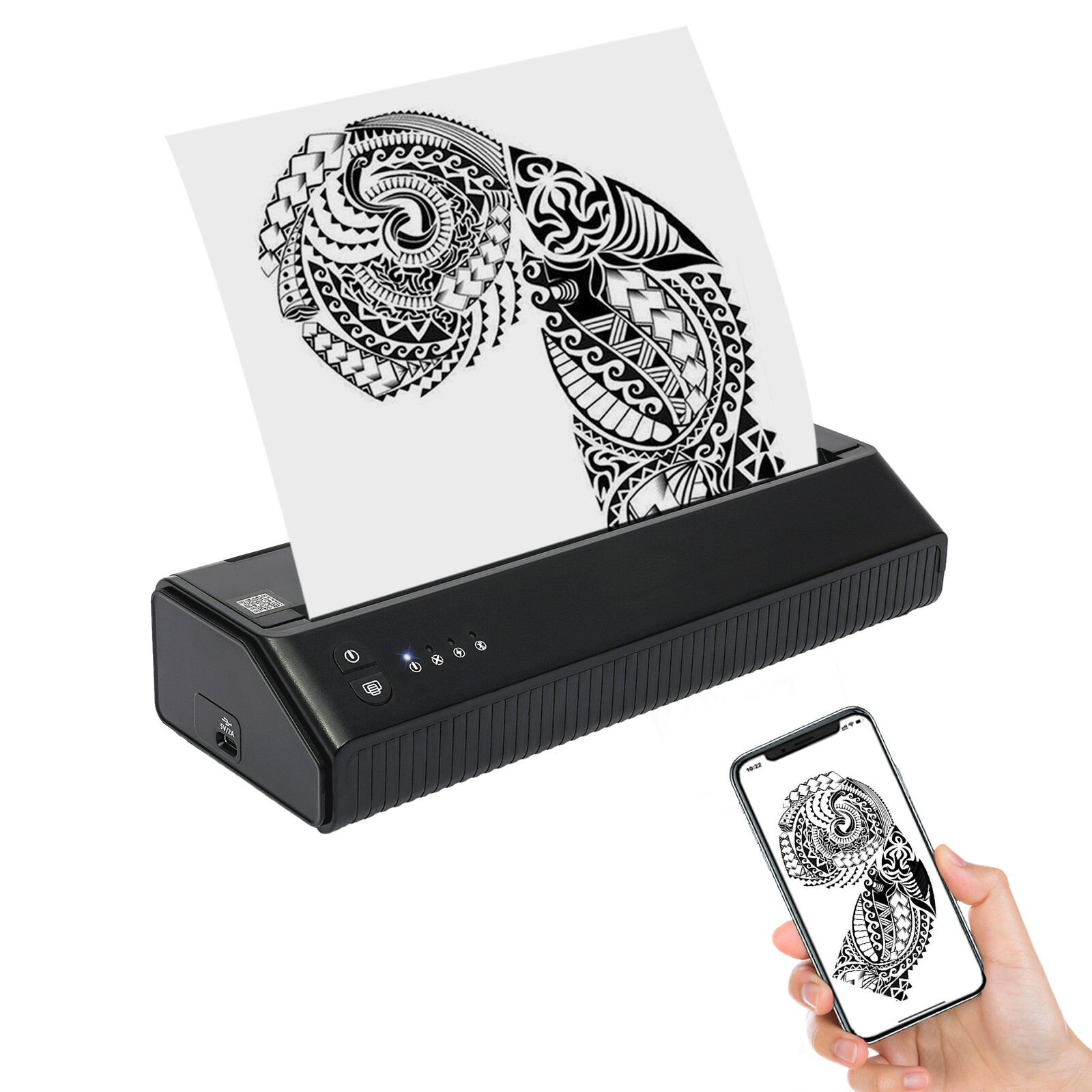 Black Wireless Bluetooth Tattoo Transfer Machine Portable Thermal Printer