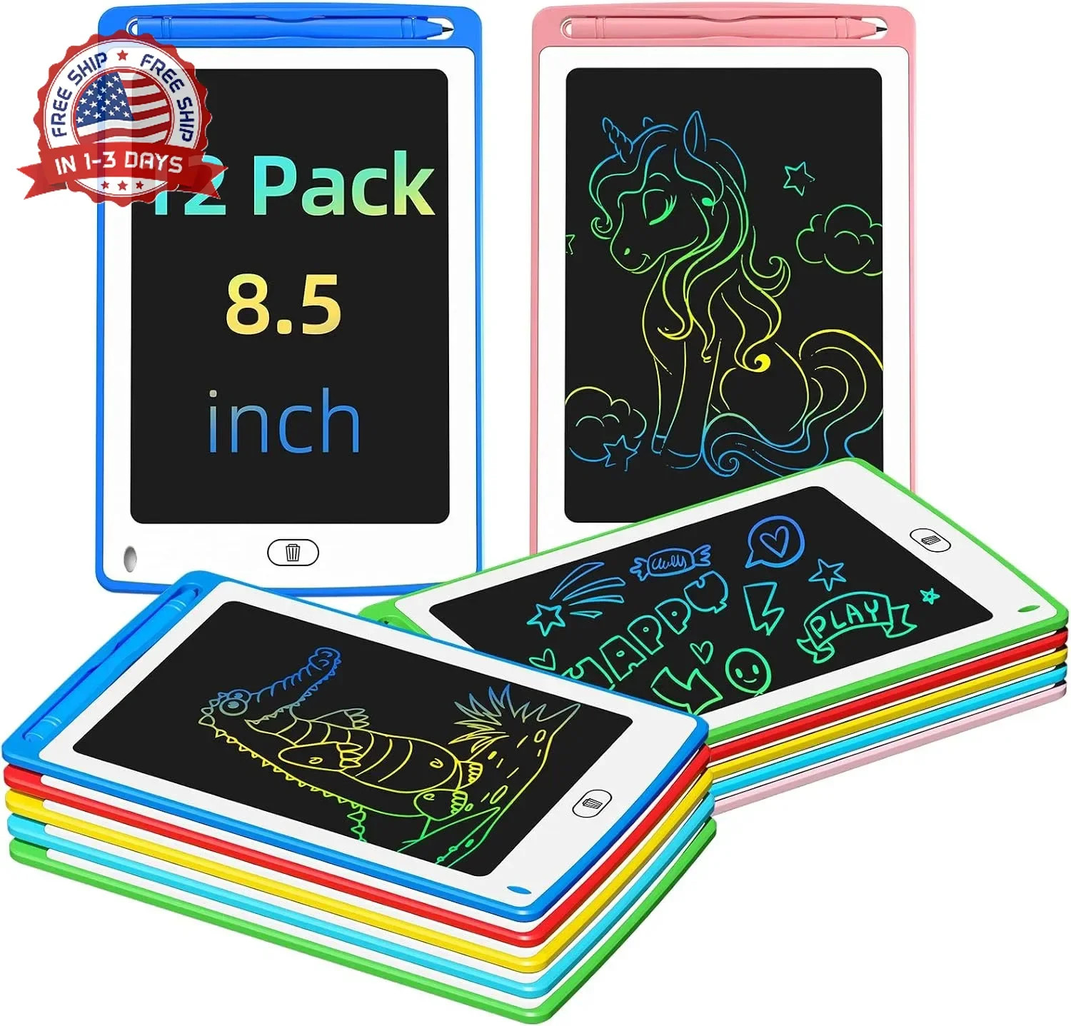 Party Favor LCD Writing Tablet for Kids, 8.5 Inch Colorful Doodle Board Drawing