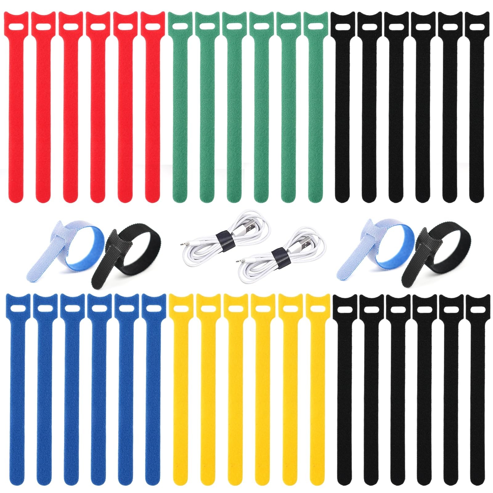 BALABALA 100PCS Cable Ties 6 Inch, Reusable Hook and Loop Straps for Cord Manage