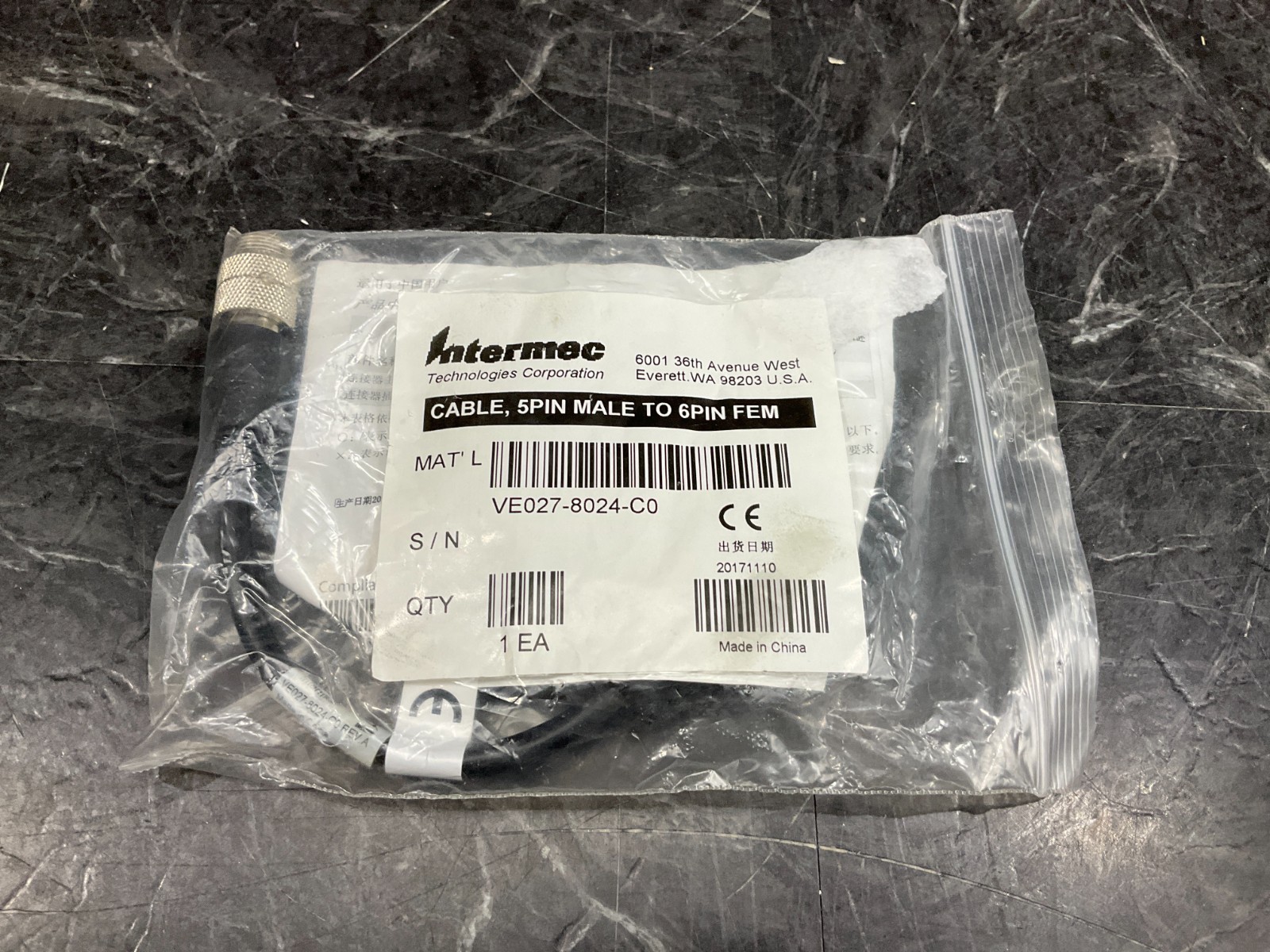 Intermec Honeywell 5-Pin to 6-Pin Power Adapter VE027-8024-C0 ❤️️✅❤️✅❤️️