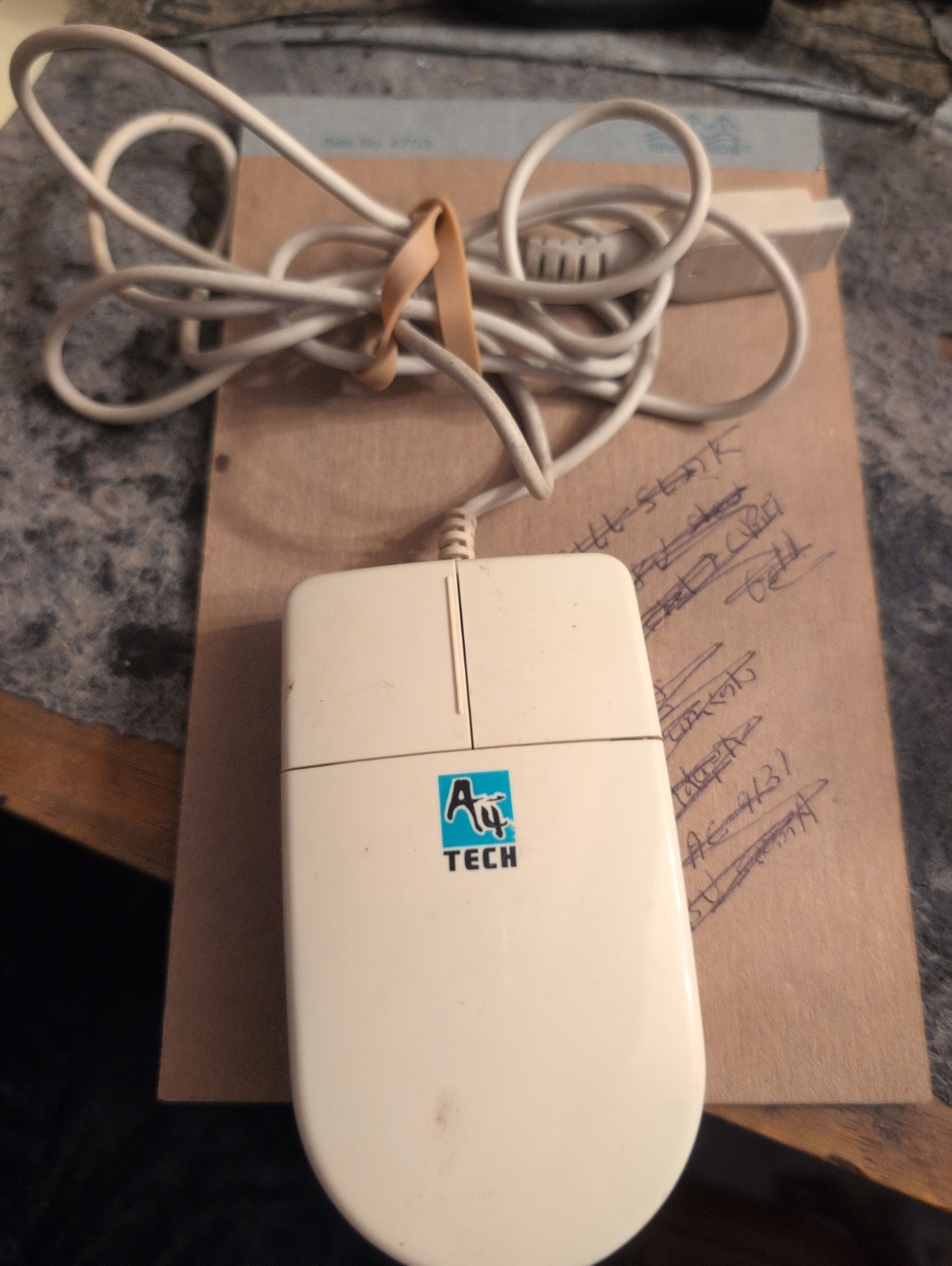 Vintage A4 Tech Serial 9 Pin Mouse White 2 Button