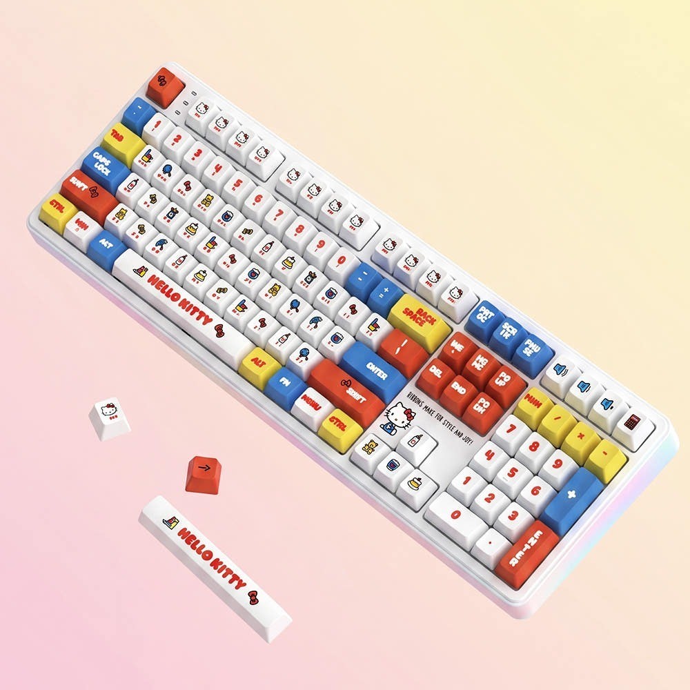 Hello Kitty Royche Wireless Mechanical Keyboard Bluetooth 108 Keys SAN-MEK-E-HK
