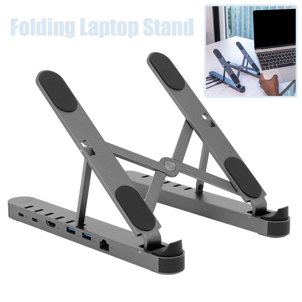 Laptop Desk Stand Holder USB-C Docking Station Portable Riser Adjustable Height