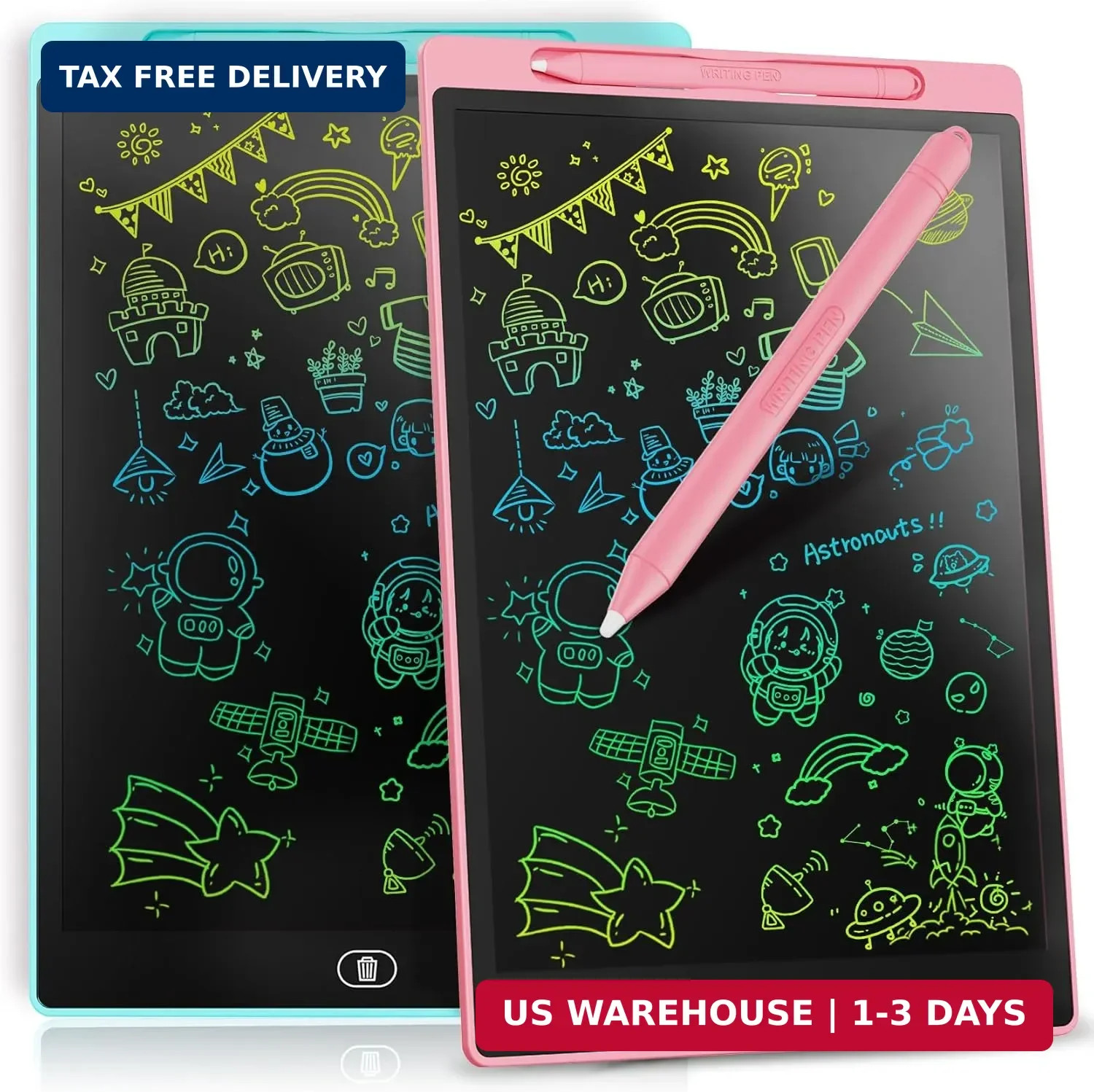 [2 Pack] Genialba LCD Writing Tablet 8.5-Inch Colorful Doodle Board, Toddler Lea
