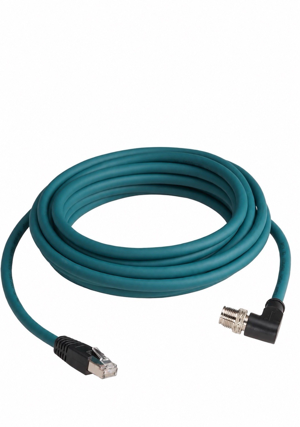 DRRI M12 X-Coded 8-Pin Right Angle to RJ45 Cat7e Ethernet Cable 5M Cognex