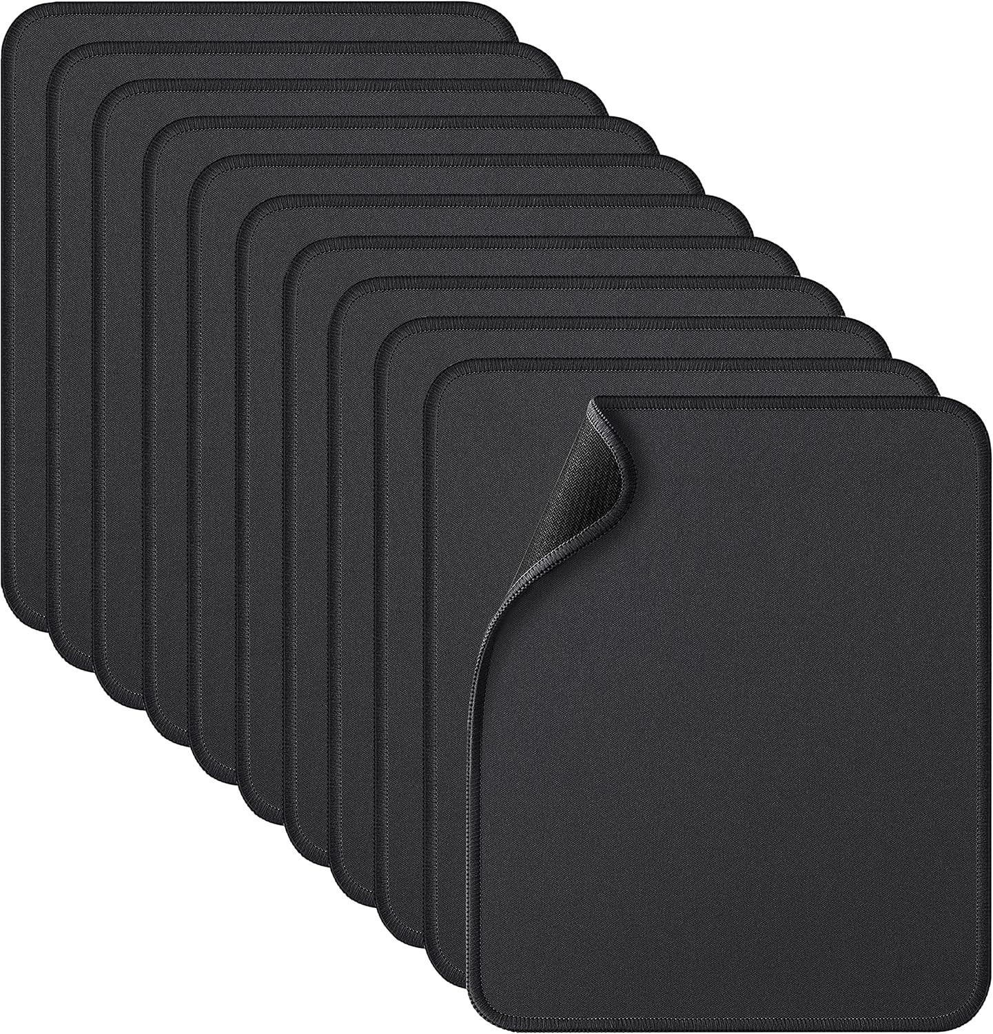 11PCS Alfombrilla Raton Bordes Reforzados Lavable Base Antideslizante Negra