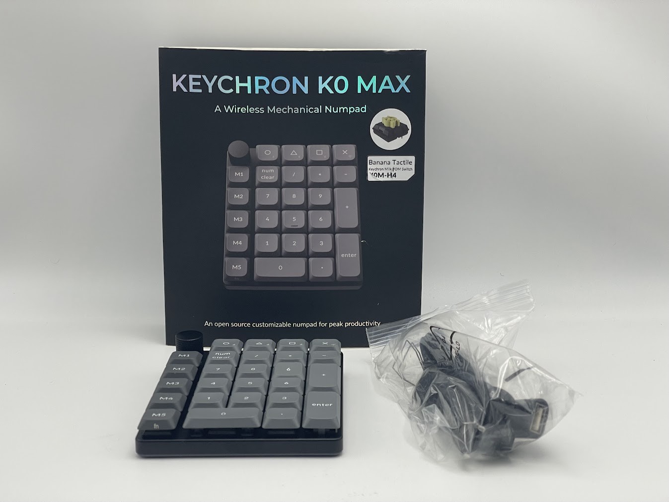 Keychron K0 Max QMK Wireless Custom Number Pad, Banana Switch - Black