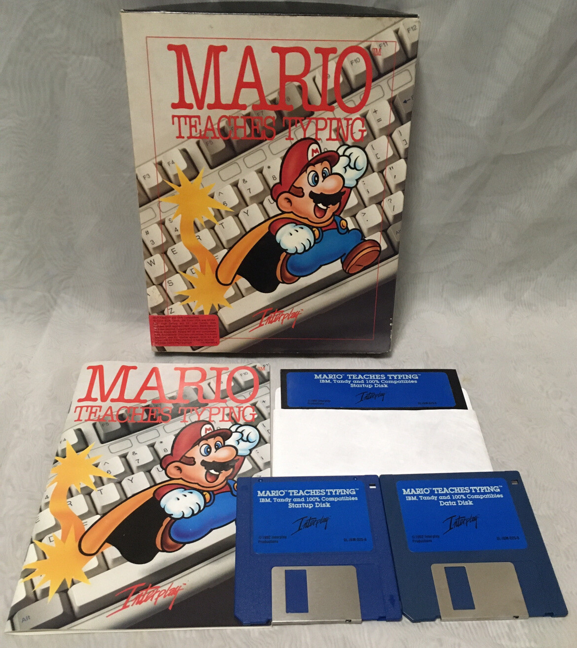 1992 IBM PC “Mario Teaches Typing” - Complete In Box Manual 3.5” 5.25” Disks