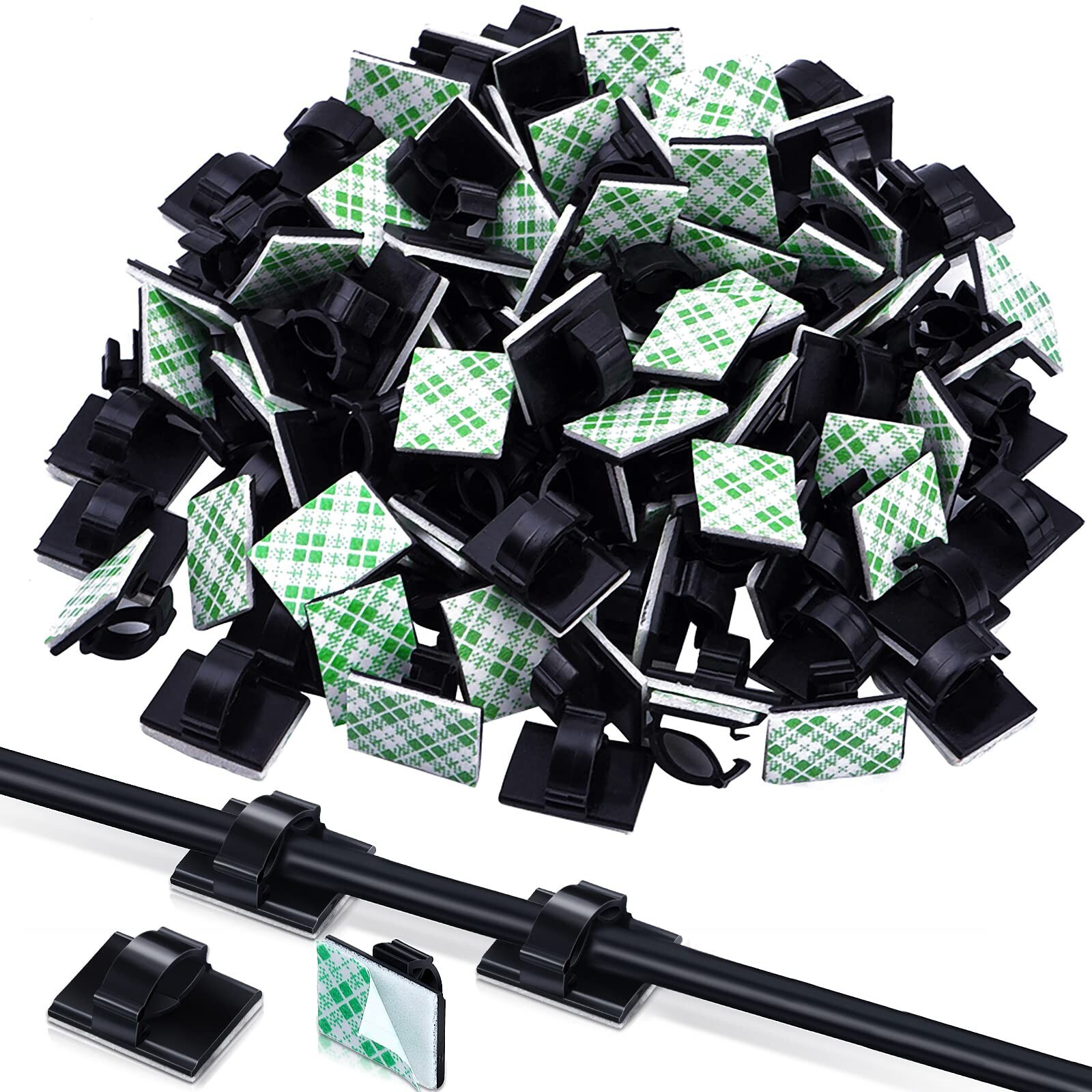 eBoot 100 Pieces Adhesive Cable Clips Wire Clips Cable Wire Management Wire C...