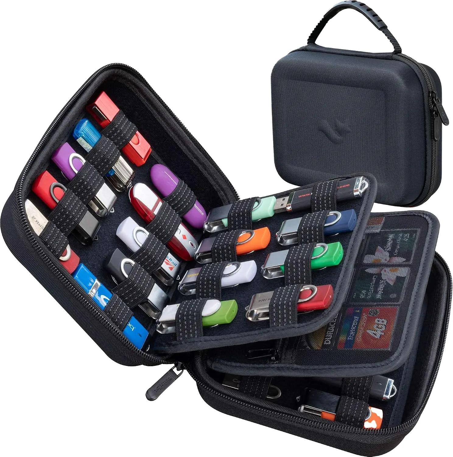 Large Capacity USB Flash Drive And Memory Card Storage Case Portable Organizer