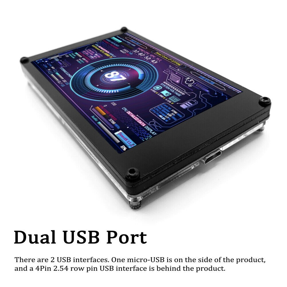 Dual USB AIDA64 Chassis Display Screen 3.5" IPS LCD Monitor Display For Computer
