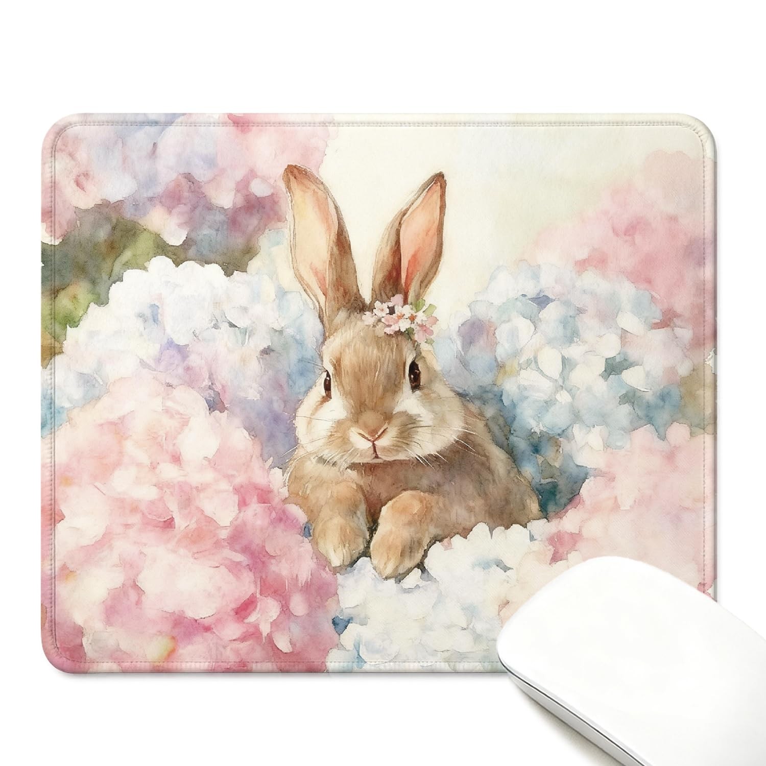 Floral Bunny Mouse Pad, Cute Rabbit Flower Mousepad for Girls Women, Non-Slip...