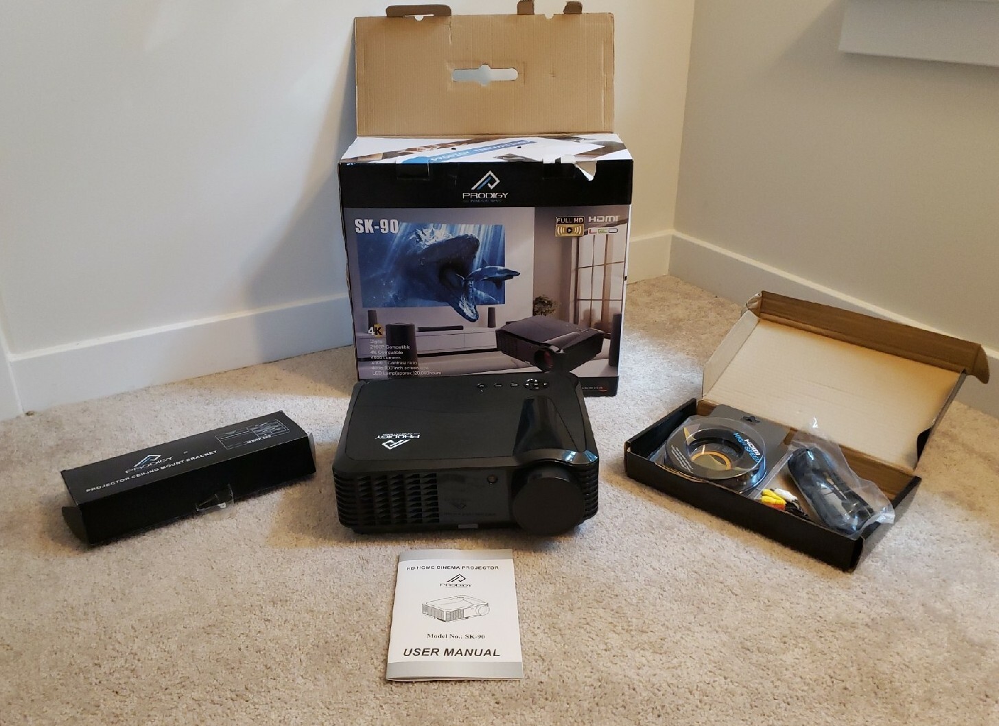 Prodigy Innovations HD Home Cinema Projector SK-90 Home Theater- For Parts 