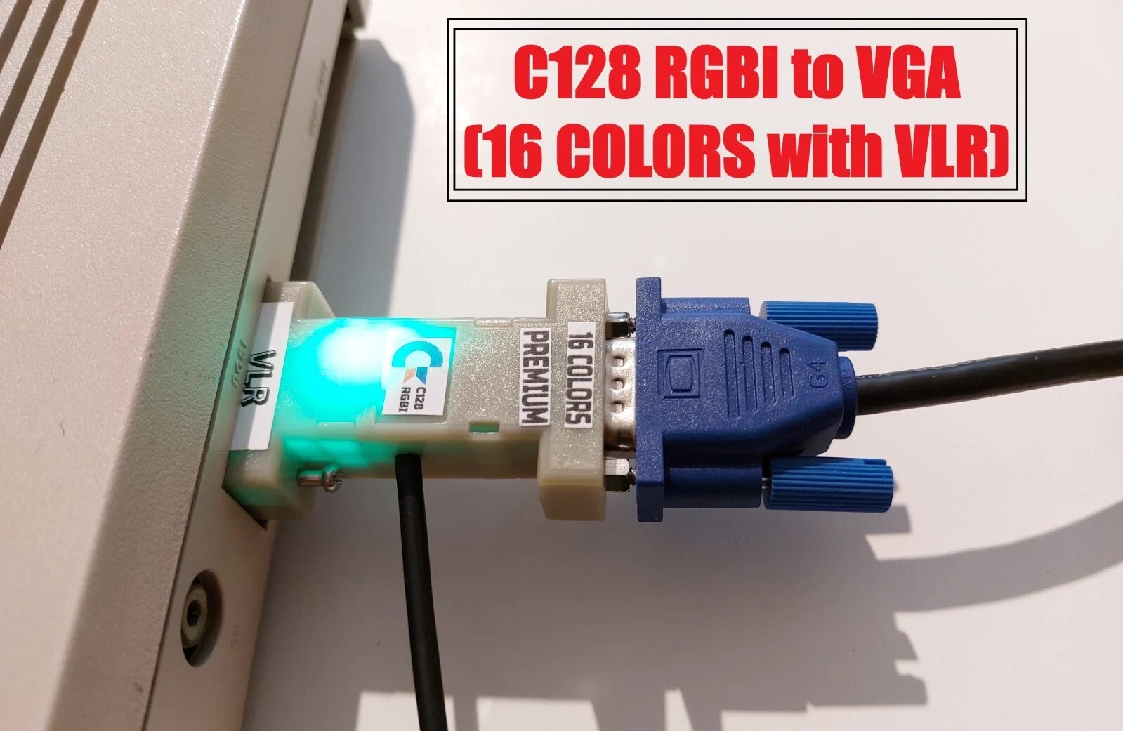 Commodore 128 C128 16-Color, 80-Column RGBi 15Khz RGB VGA Adapter PERFECT IMAGE