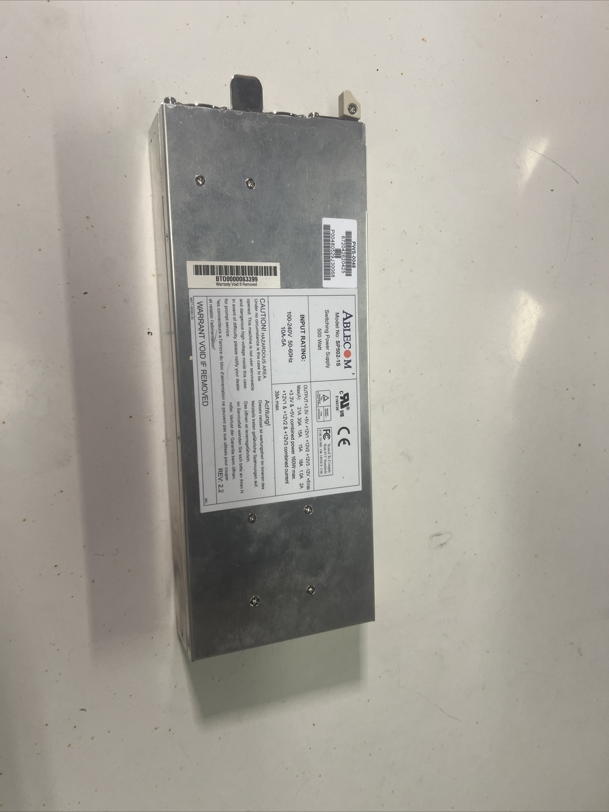 Ablecom SP502-1S switching Power Supply 500W 100-240V.  50-60HZ