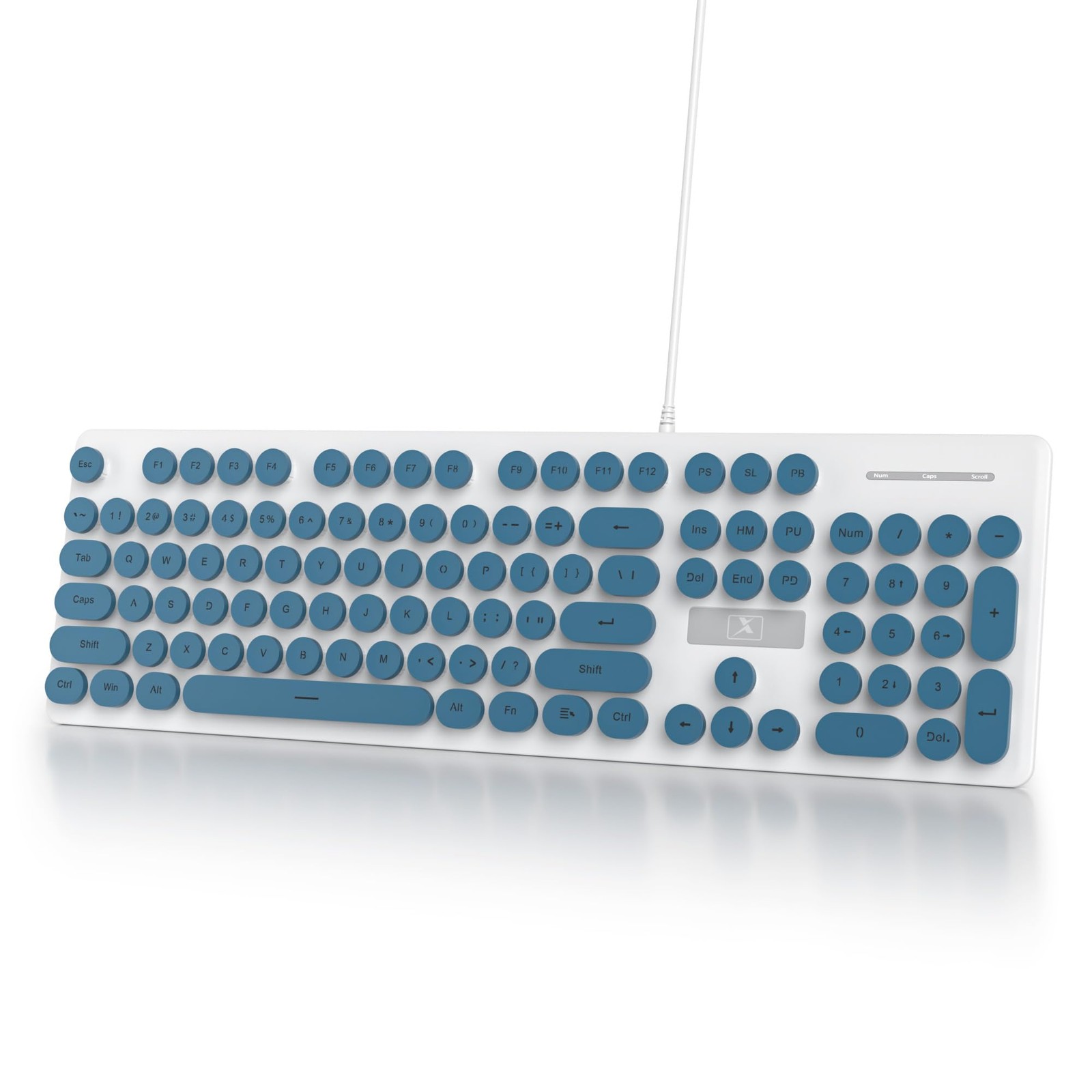Wired Retro Computer Keyboard, Quiet Typewriter Keyboard, Blue Cute Keyboards...