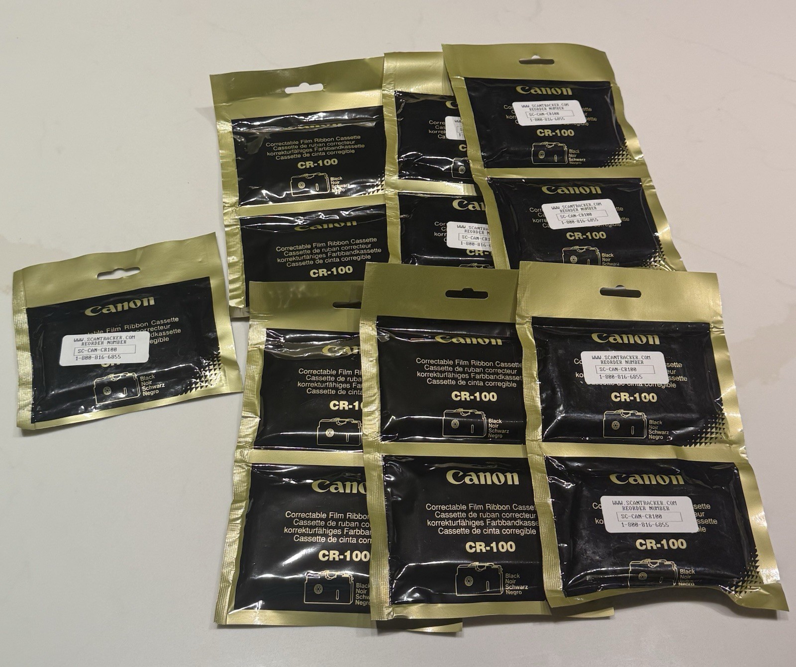 6 PACKS of 2 Canon CR-100 Black Correctable Film Ribbon Cassette Typestar