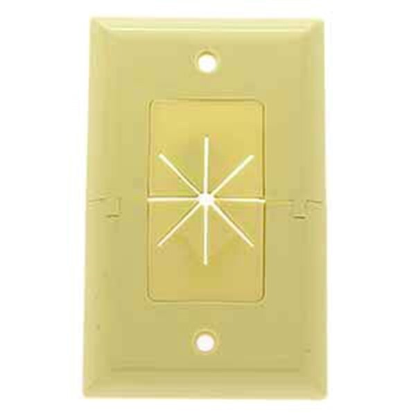 1 Gang Split Wall Plate w/ Flexible Opening Low Voltage HDMI AV Cable Pass Ivory
