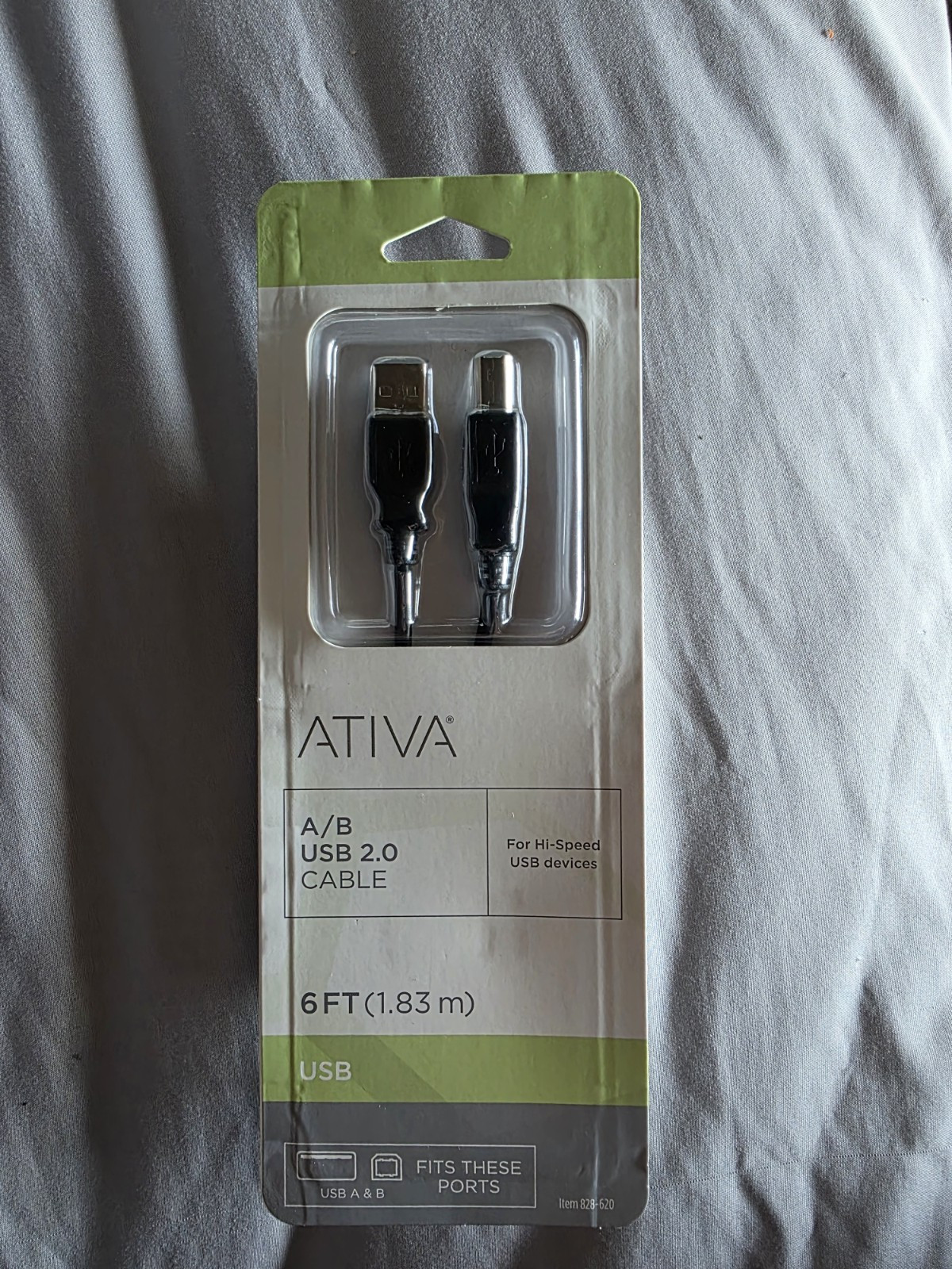 Ativa 2.0 A/B Cable USB 2.0, 6 Ft. - New In Package, Sealed, Item 828-620