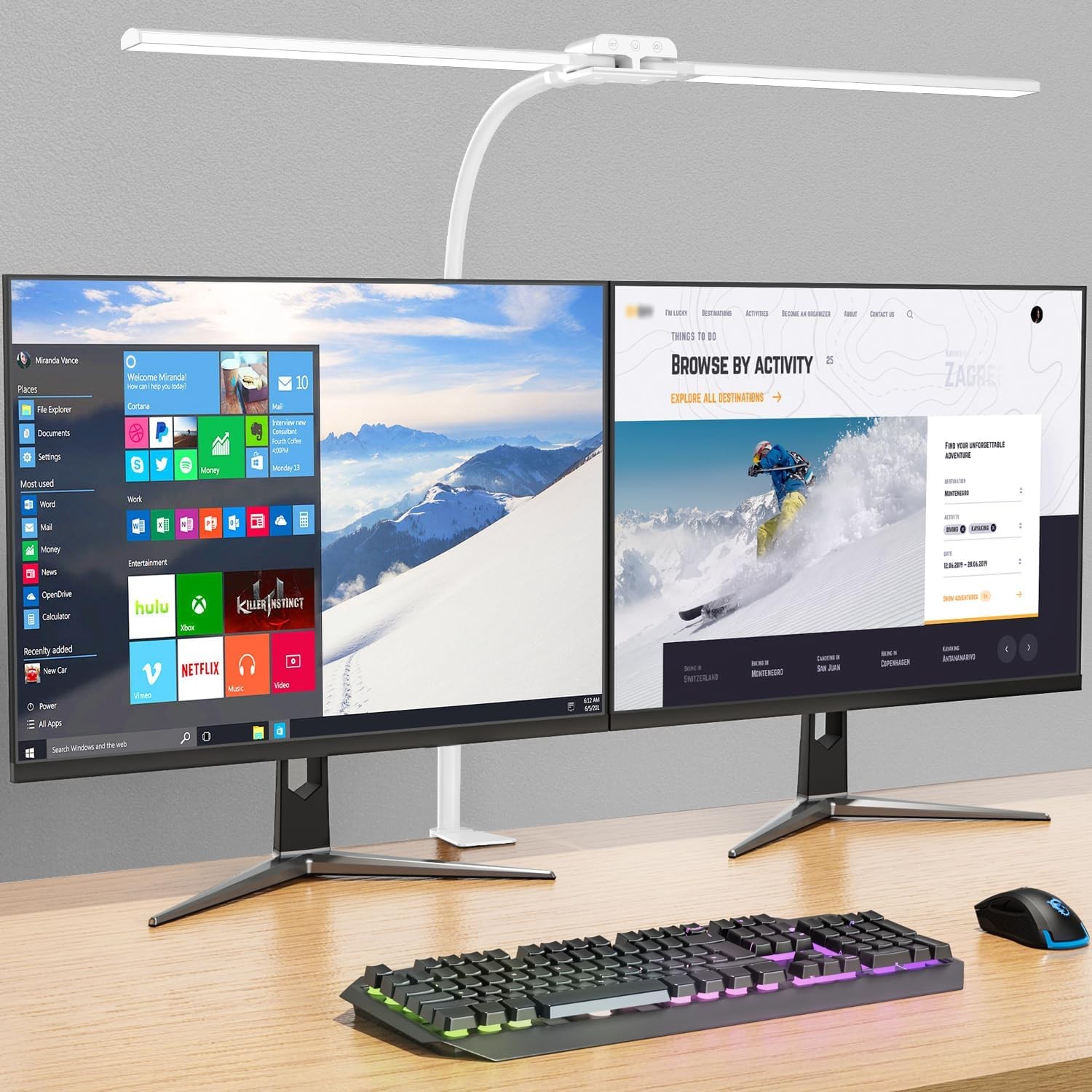Desk lamp,Double Head LED Desk Lamp with Clamp,Architect Desk Lights for Home...
