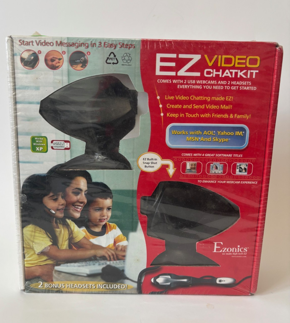 EZ Video Chatkit Ezonics Video Chat Kit Web Cam Camera Headsets New Factory Seal