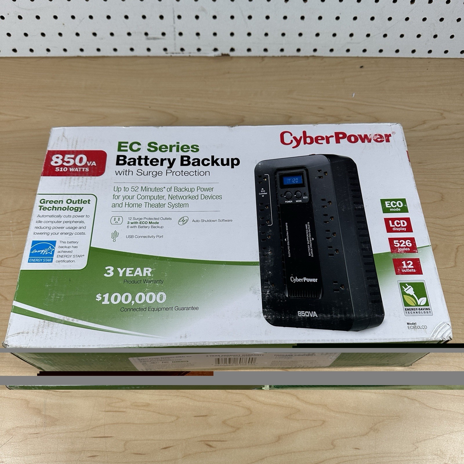 CyberPower EC850LCD Battery Backup W/Surge Protector UPS System 850va510watts
