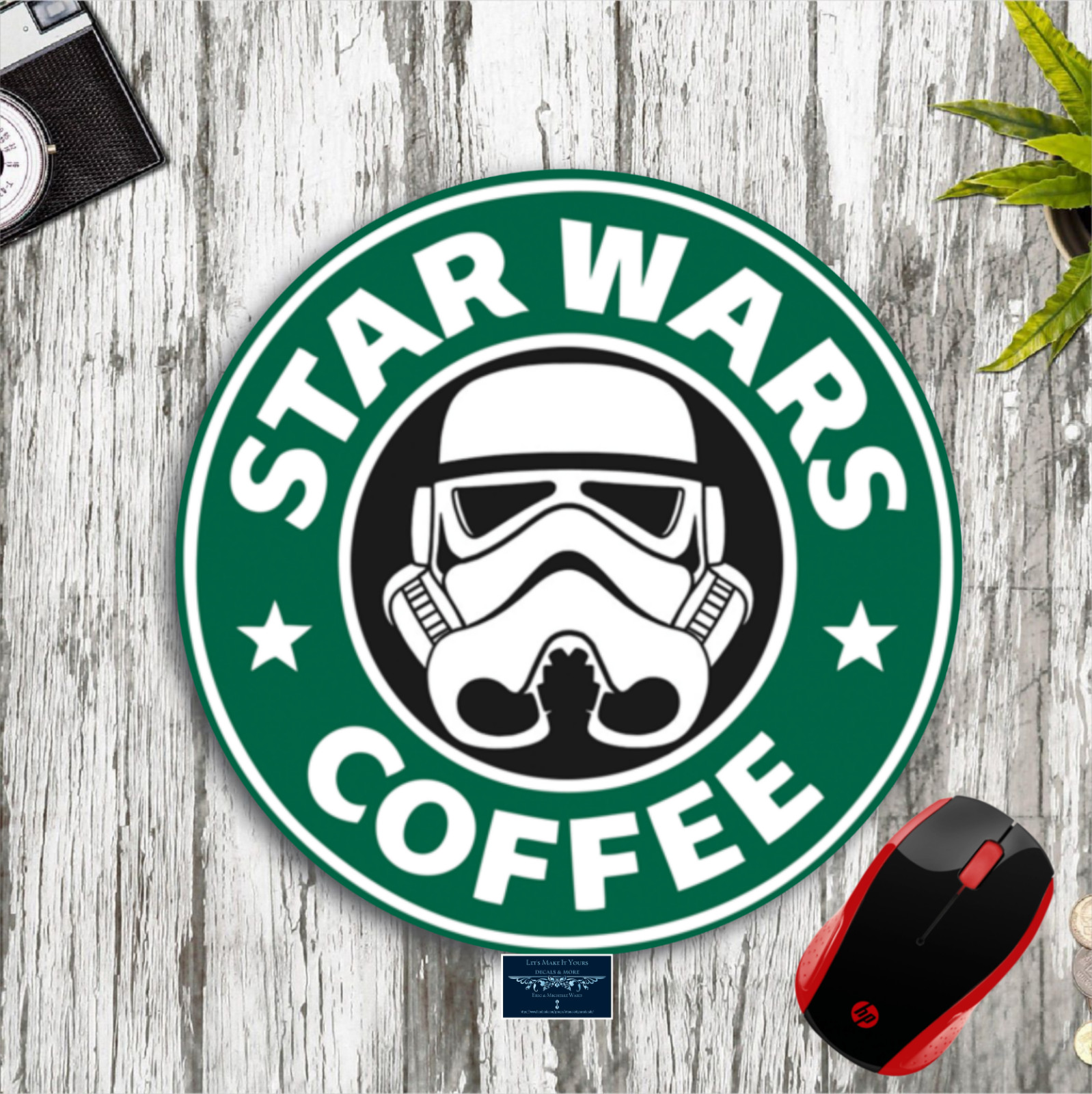 STAR WARS COFFEE FUNNY STARBUCKS STORM TROOPER ROUND PC MOUSE PAD DESK MAT GIFT