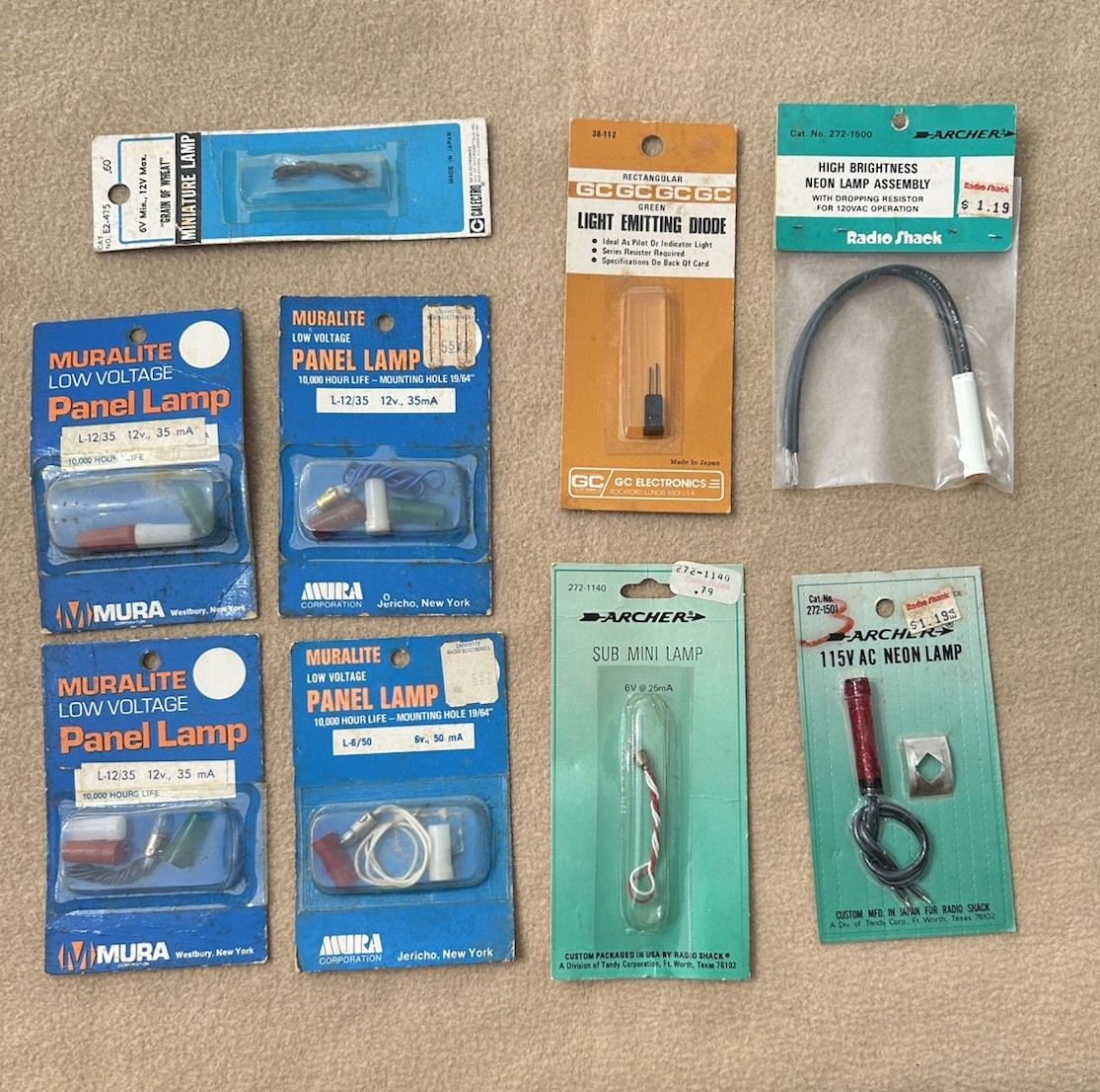 NOS Vintage Electronics Component Lot Radio Shack Archer Muralite Panel Lamps