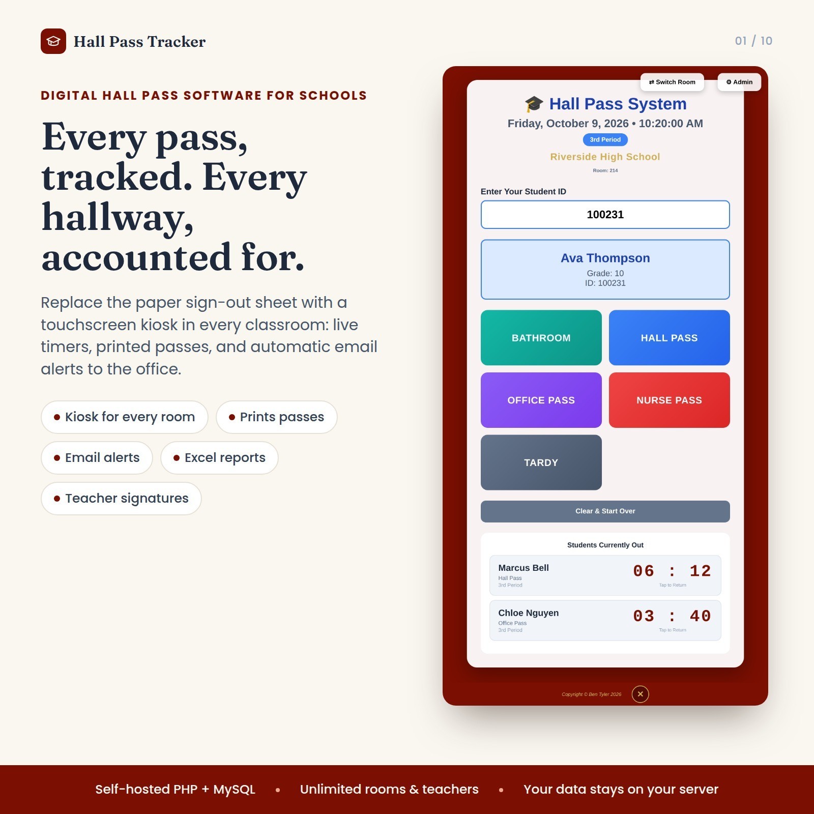 Web Based Hall and Tardy Pass Tracking System