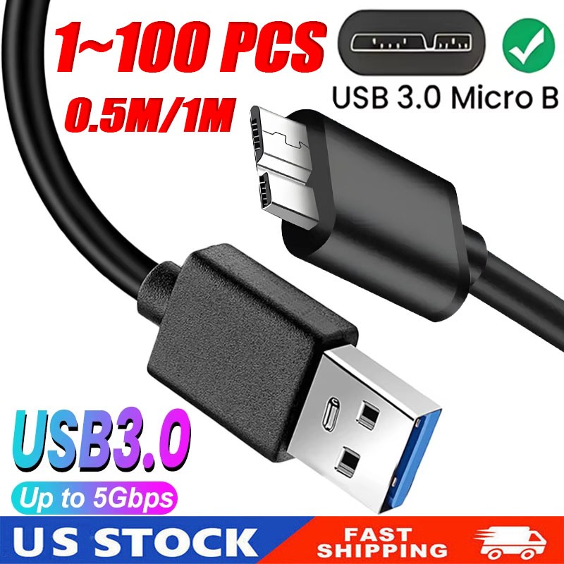 Micro USB 3.0 Cable High Speed Data SYNC For HDD External Hard Drive LOT