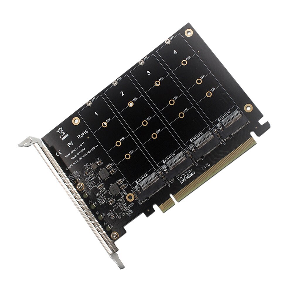 1PCS PCI-E Signal Split Array Card PH44 4 Disk Supports SSD/M NEW