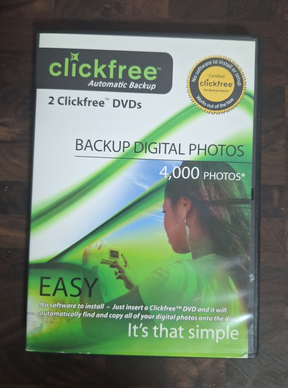 Clickfree Automatic Photo Backup DVDs 2-Pack 4.5GB Each 4000 Photos PC Windows