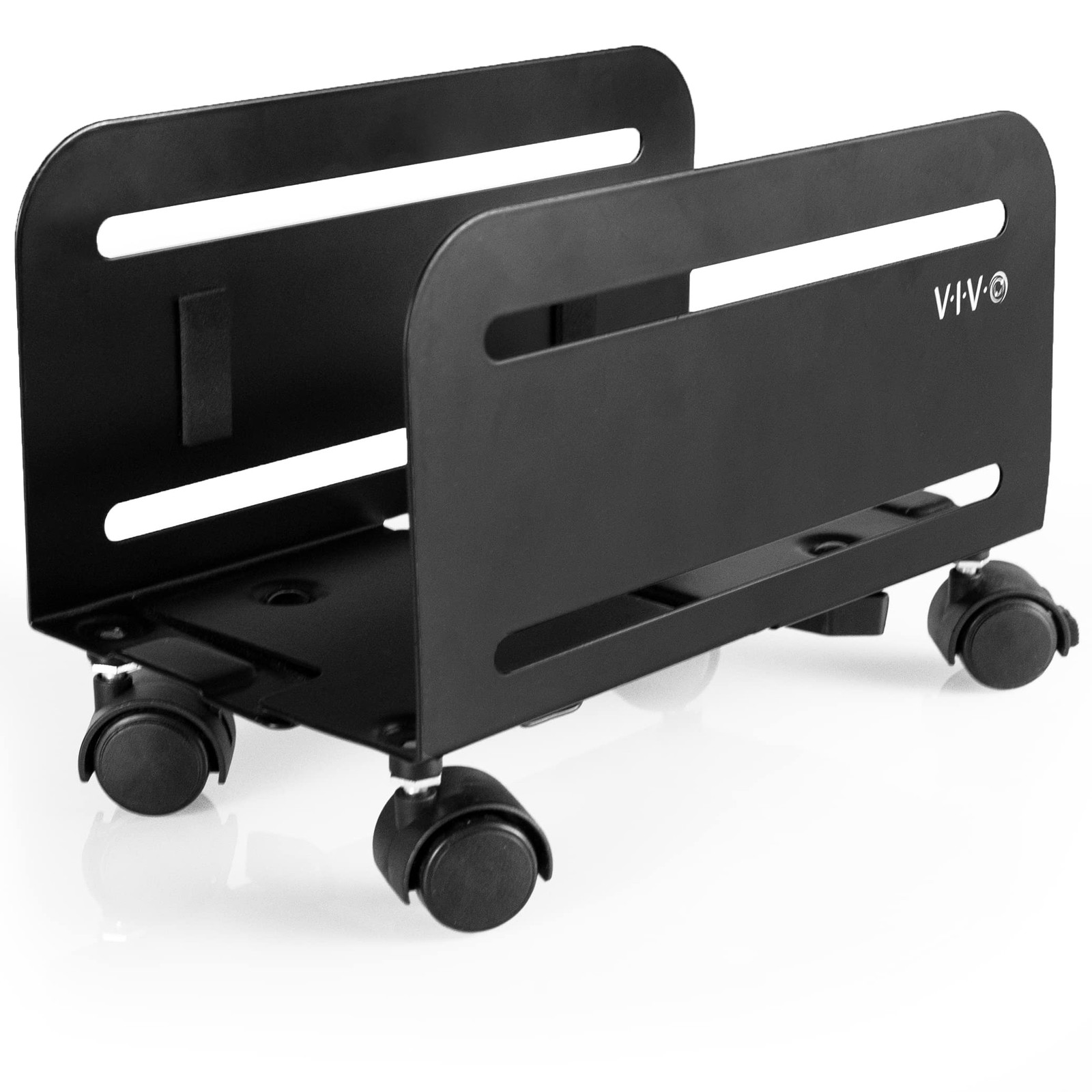 Computer Mid-Tower Case CPU Steel Rolling Stand Mobile Cart Holder Black