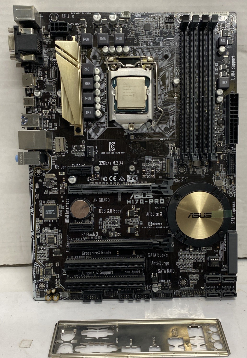ASUS H170-PRO LGA1151 ATX Motherboard No RAM w/ Intel Core i5-6402P & I/O Shield