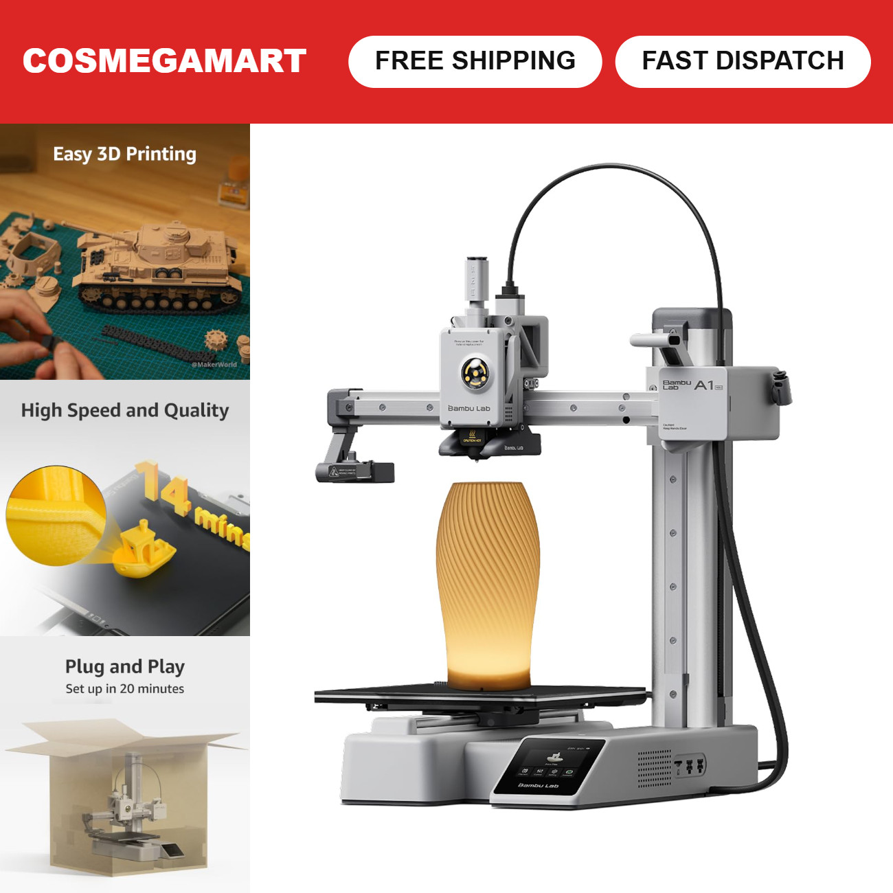 Mini 3D Printer Kit with LED Lamp - Easy Setup, Perfect for Beginners & Hobbyist