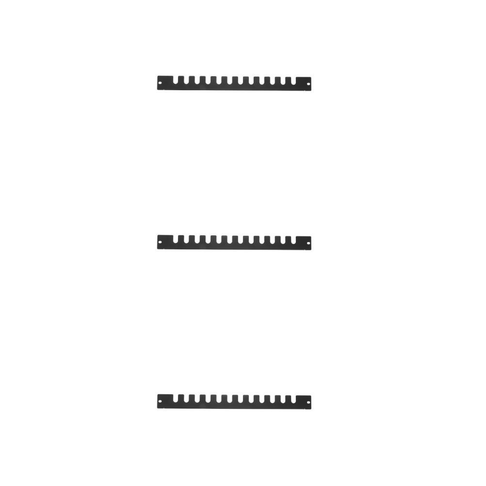 3pcs Single-Sided Fishbone Cable Manager, 19” Cold Rolled Steel Panel