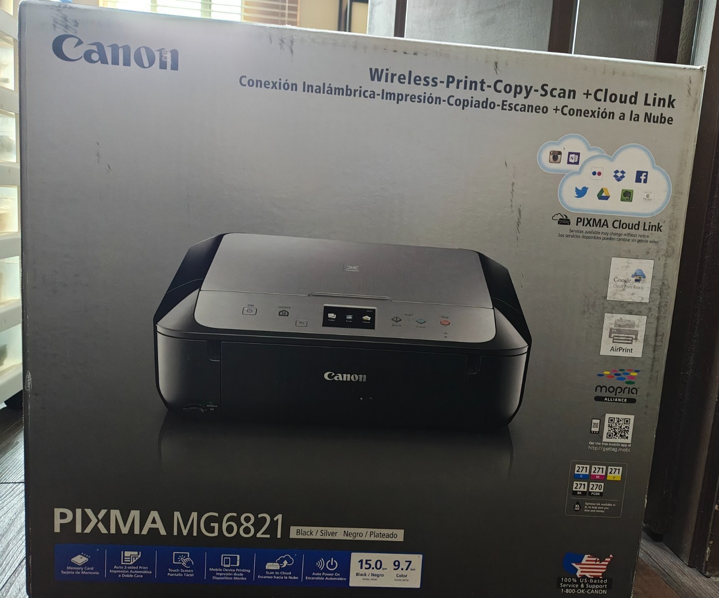Canon PIXMA MG6821 Black/Silver Wireless All-In-One Inkjet Printer- New in Box