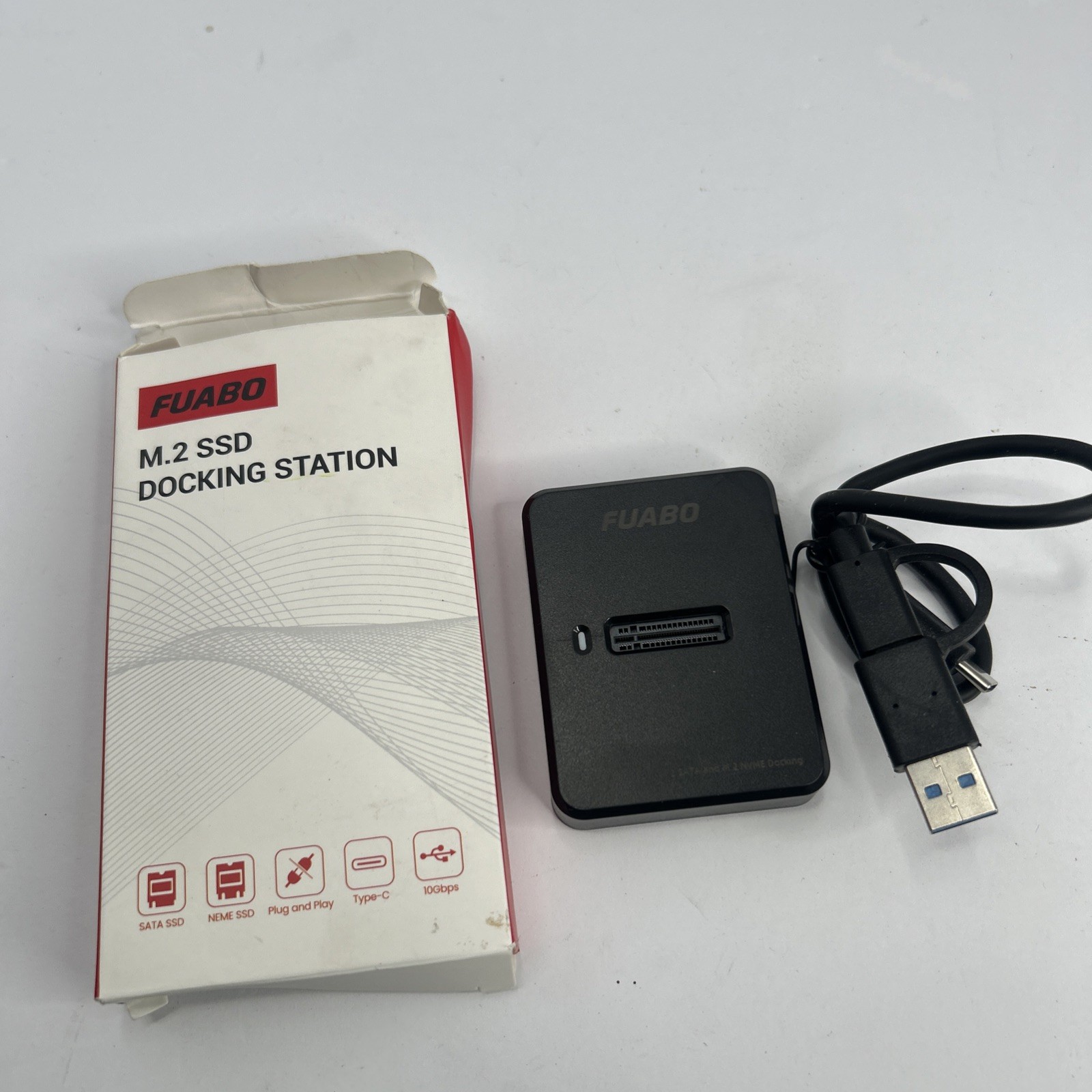 FUABO M.2 NVMe SATA SSD Docking Station USB-C 10Gbps SSD Reader w/Cable