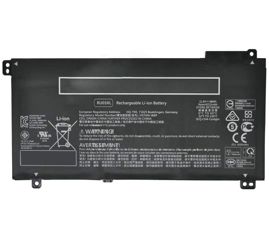 REPLACEMENT RU03XL L12791-855 BATTERY FOR HP PROBOOK X360 11 G3, 11 G4 11.4V 48W