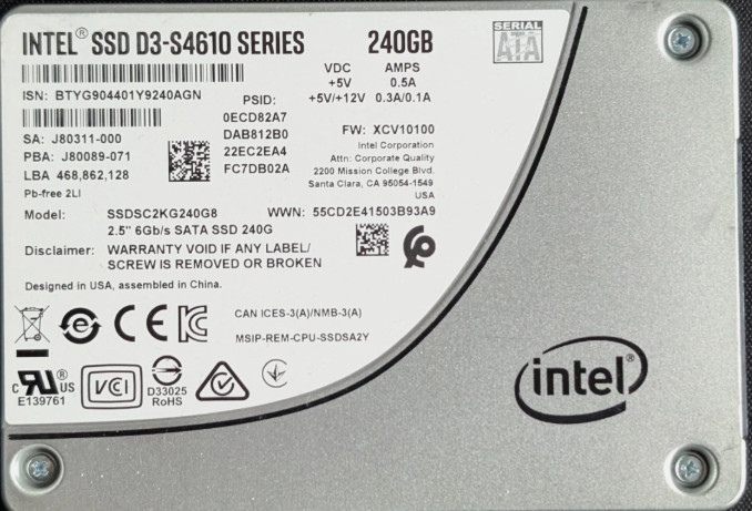 Intel D3-S4610 Series SATA 6Gbps 2.5" SSD 240GB (SSDSC2KG240G8)