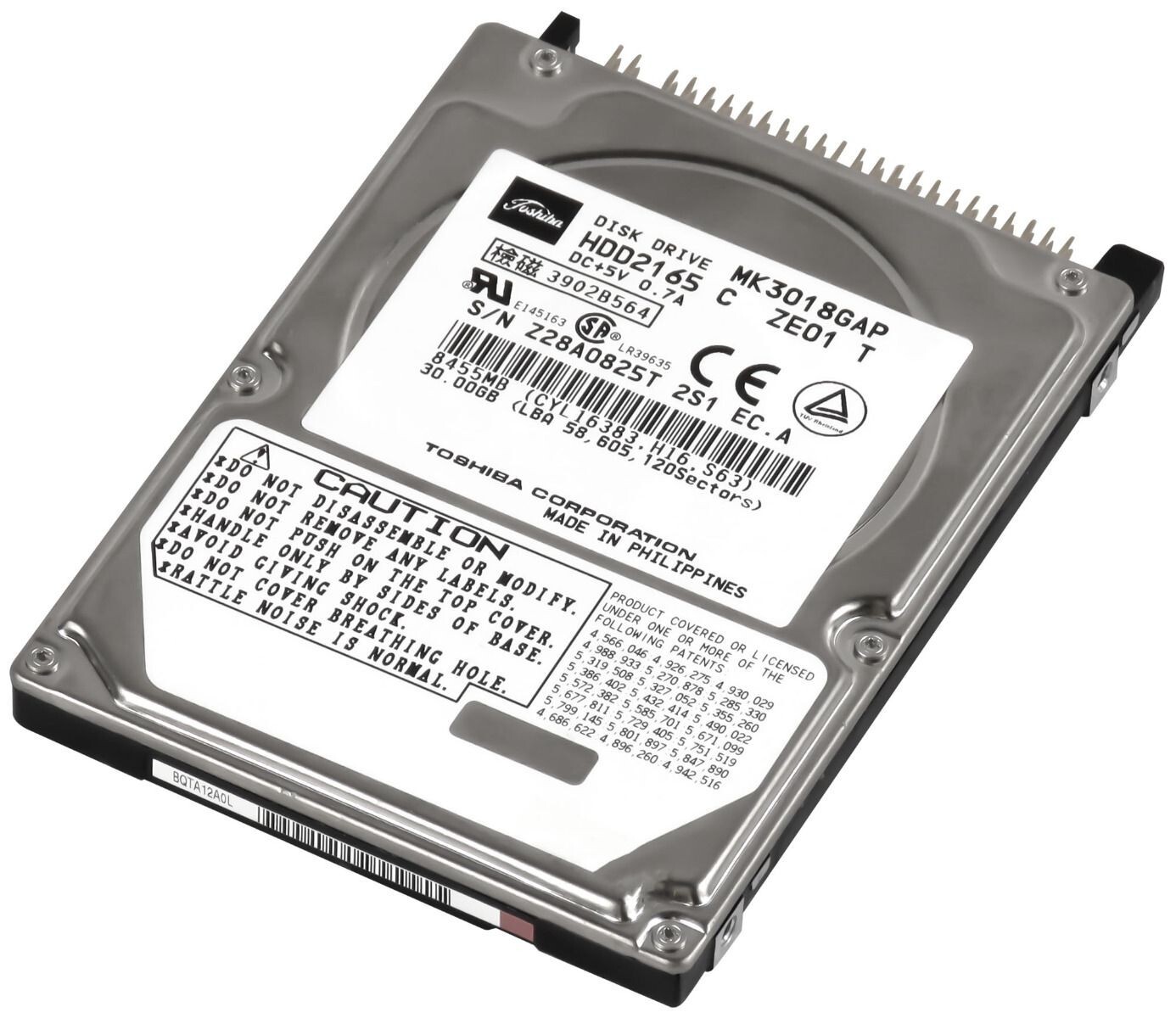 HARD DRIVE TOSHIBA MK3018GAP 30GB 4.2K 2MB ATA 2.5''