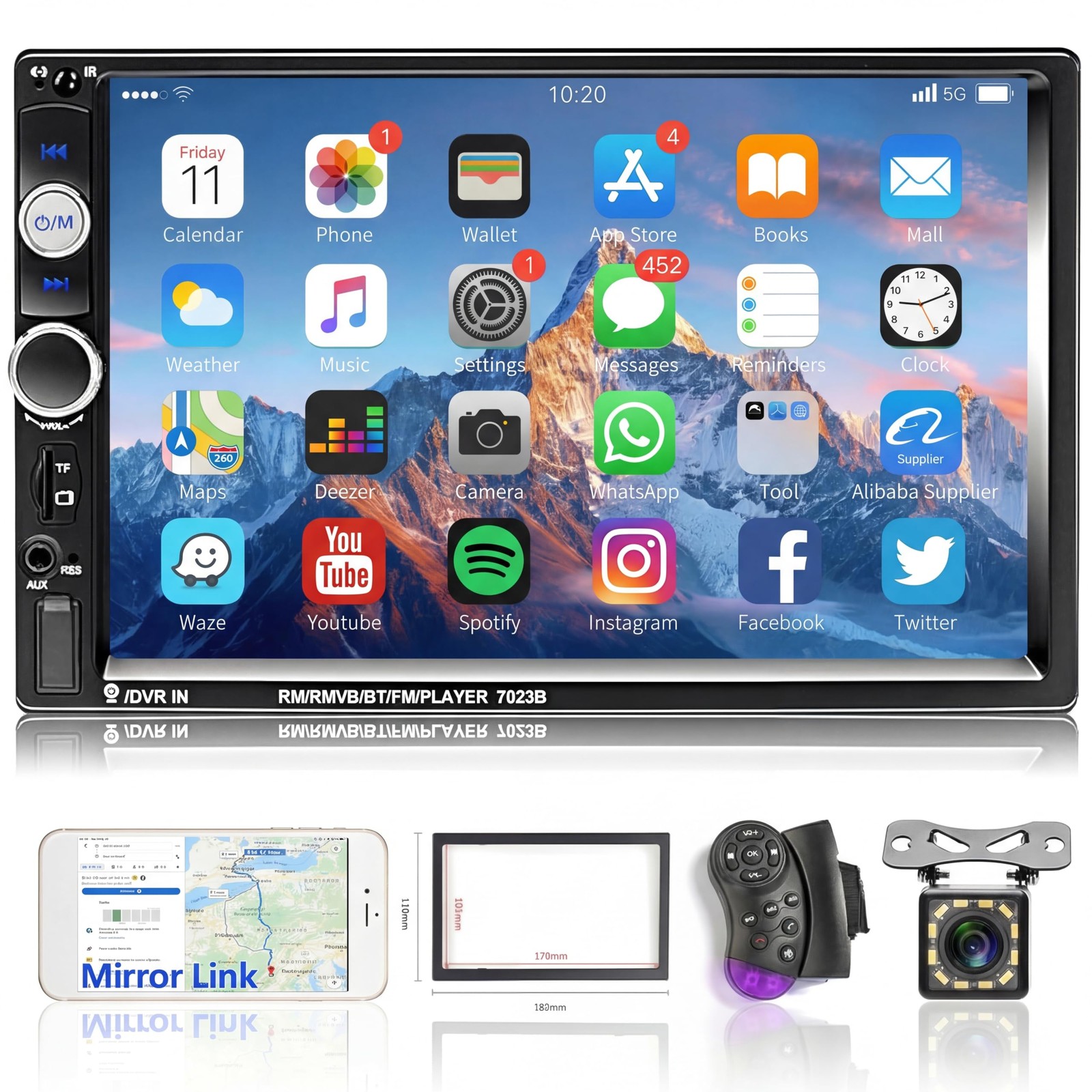 Double Din Car Stereo 7-Inch Touch Screen Car Radio with Bluetooth Indash 2 D...