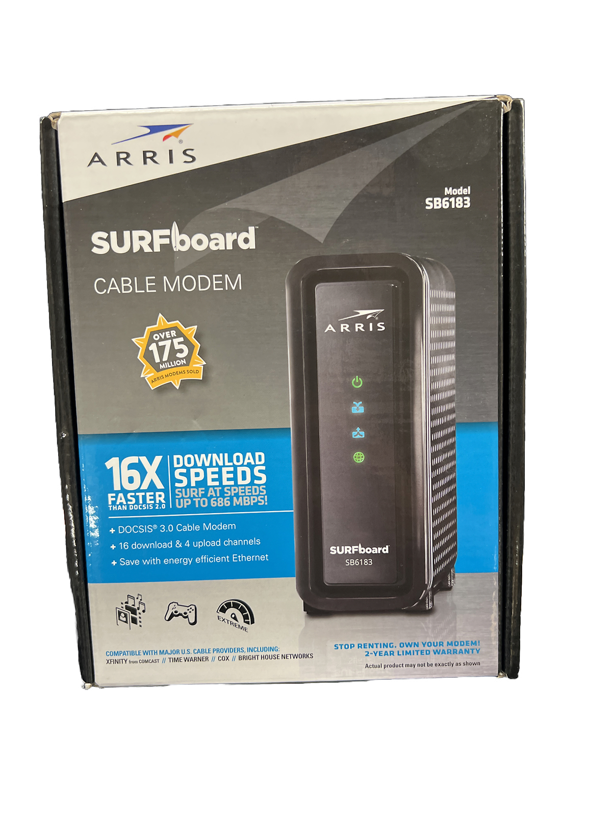 ARRIS SB6183 Surfboard 16x4 DOCSIS 3.0 Cable Modem 13771-3 New Open Box