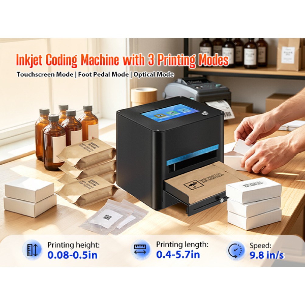 Inkjet Coding Machine 7" Touch Screen Date Printer with 42ml Fast Dry Coder US