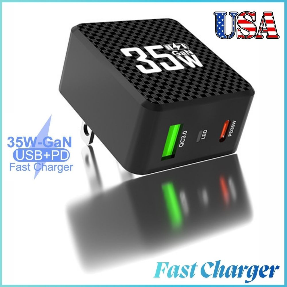 Universal 35W GaN Fast Charger PD USB-C Wall Charger Adapter For iPhone Samsung