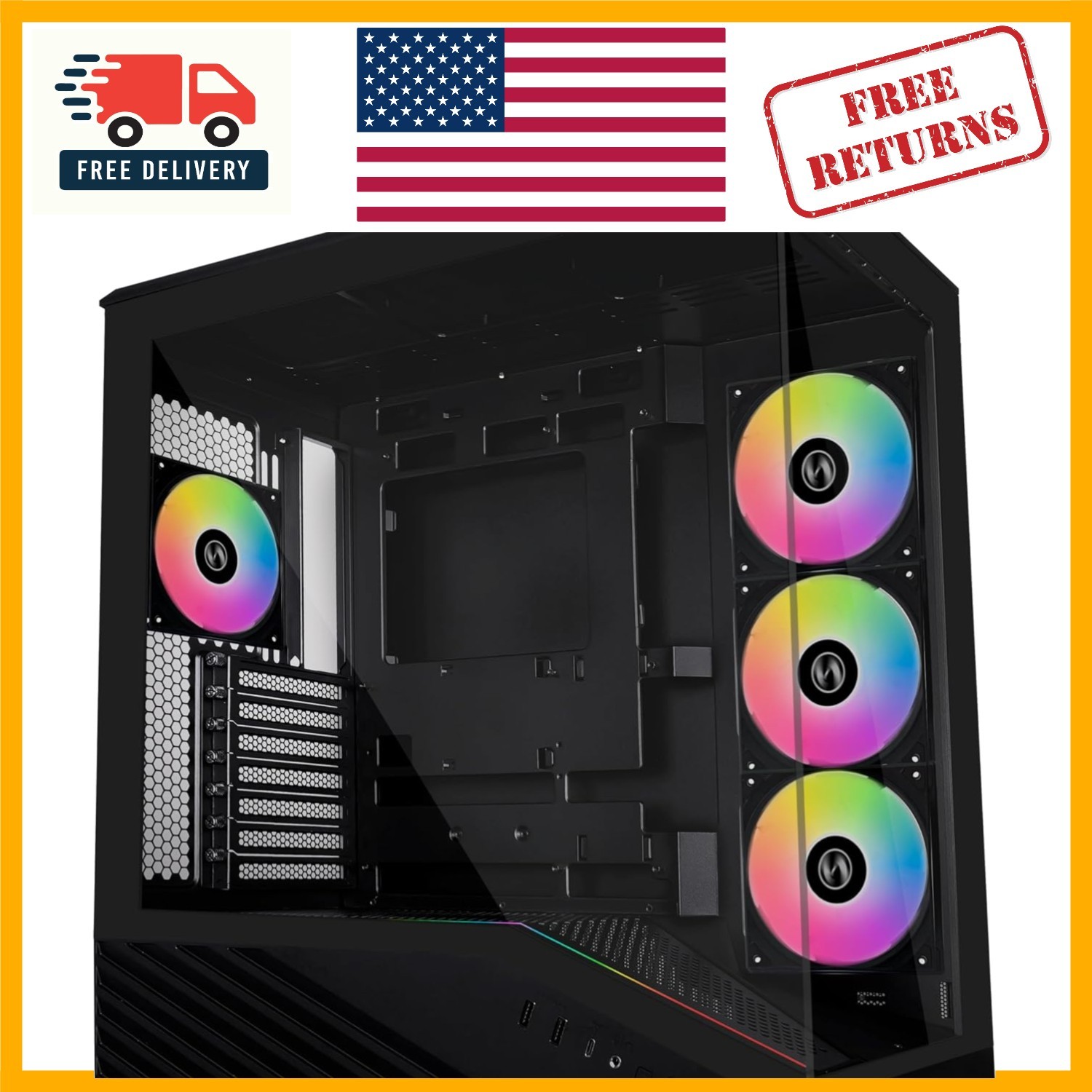 Versatile V100-ATX Mid-Tower Case with Tool-Less Panels & Excellent Cooling