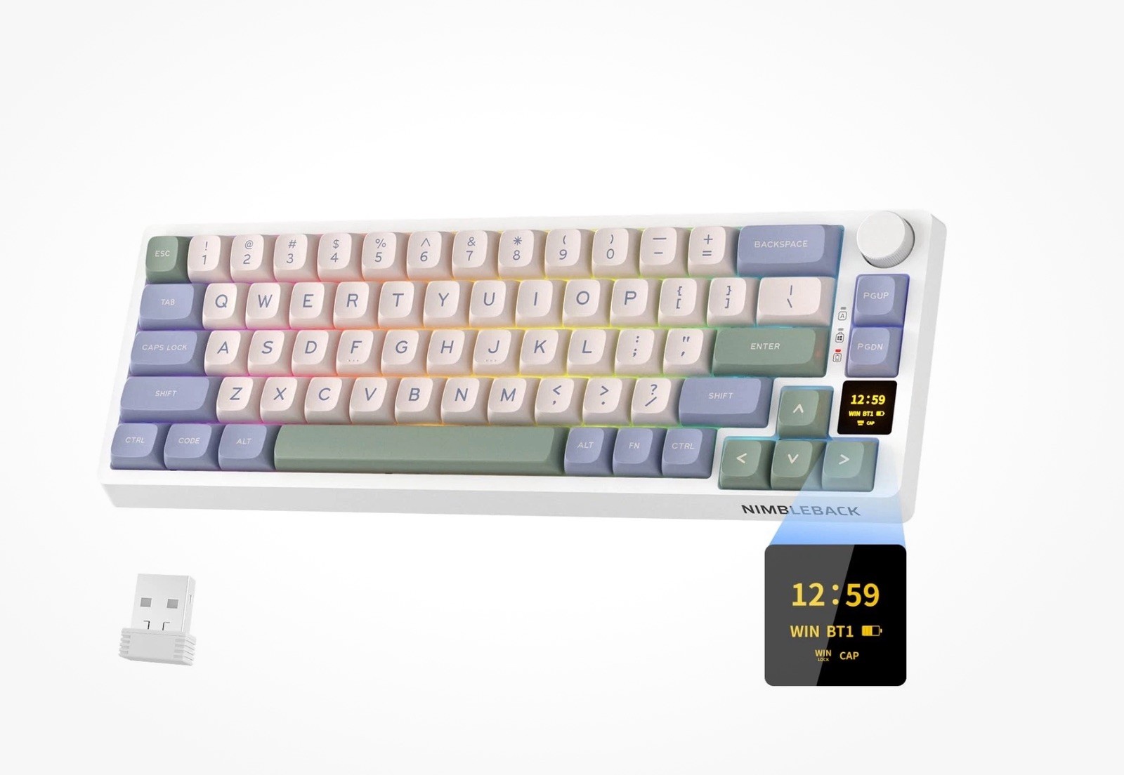 Nimbleback NB682 PRO 65% Wireless Mechanical Keyboard w/Display Screen & Knob...